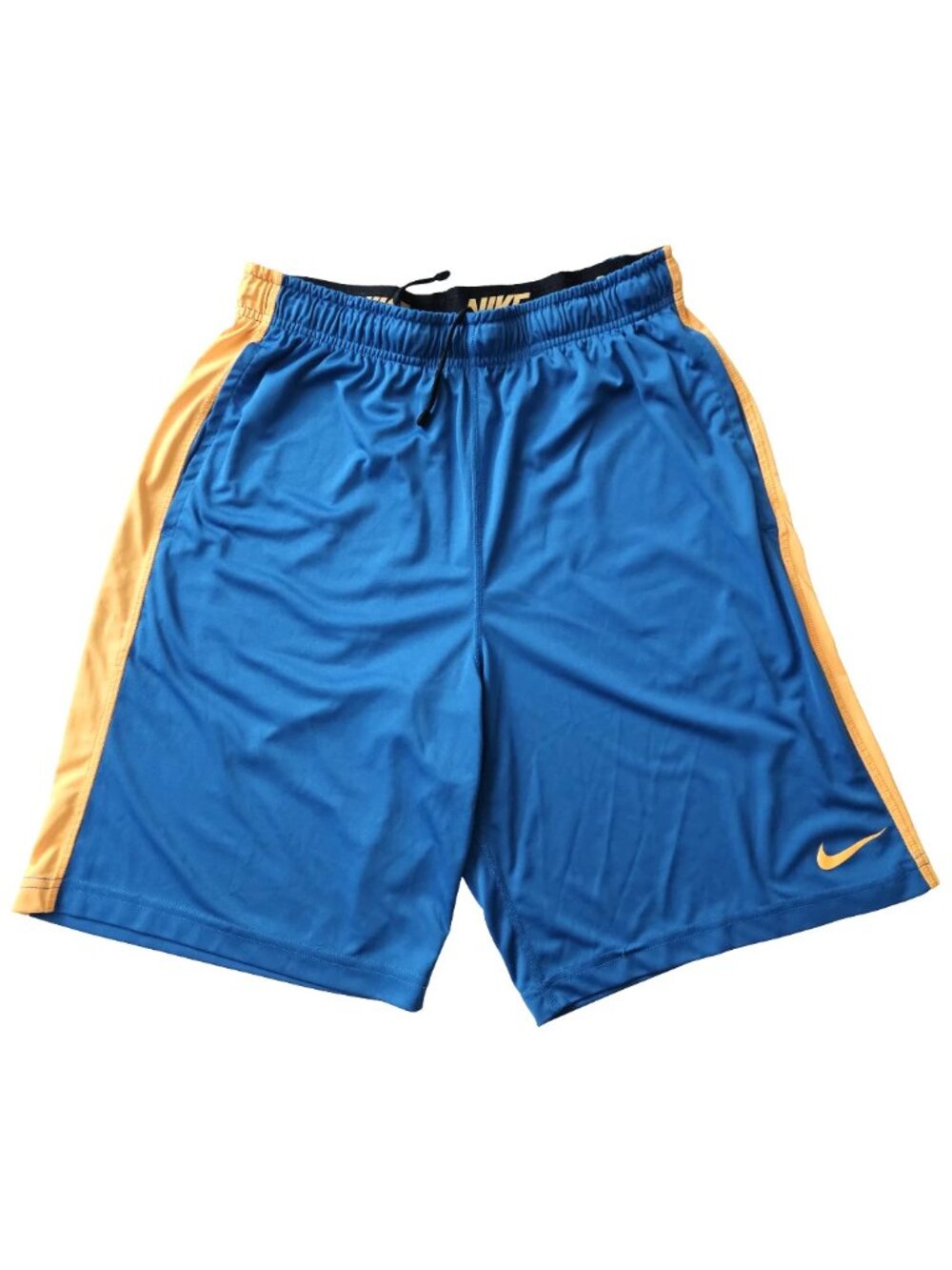 Nike Dri-Fit Men's Athletic Basketball Workout Gym Shorts Blue Yellow Medium